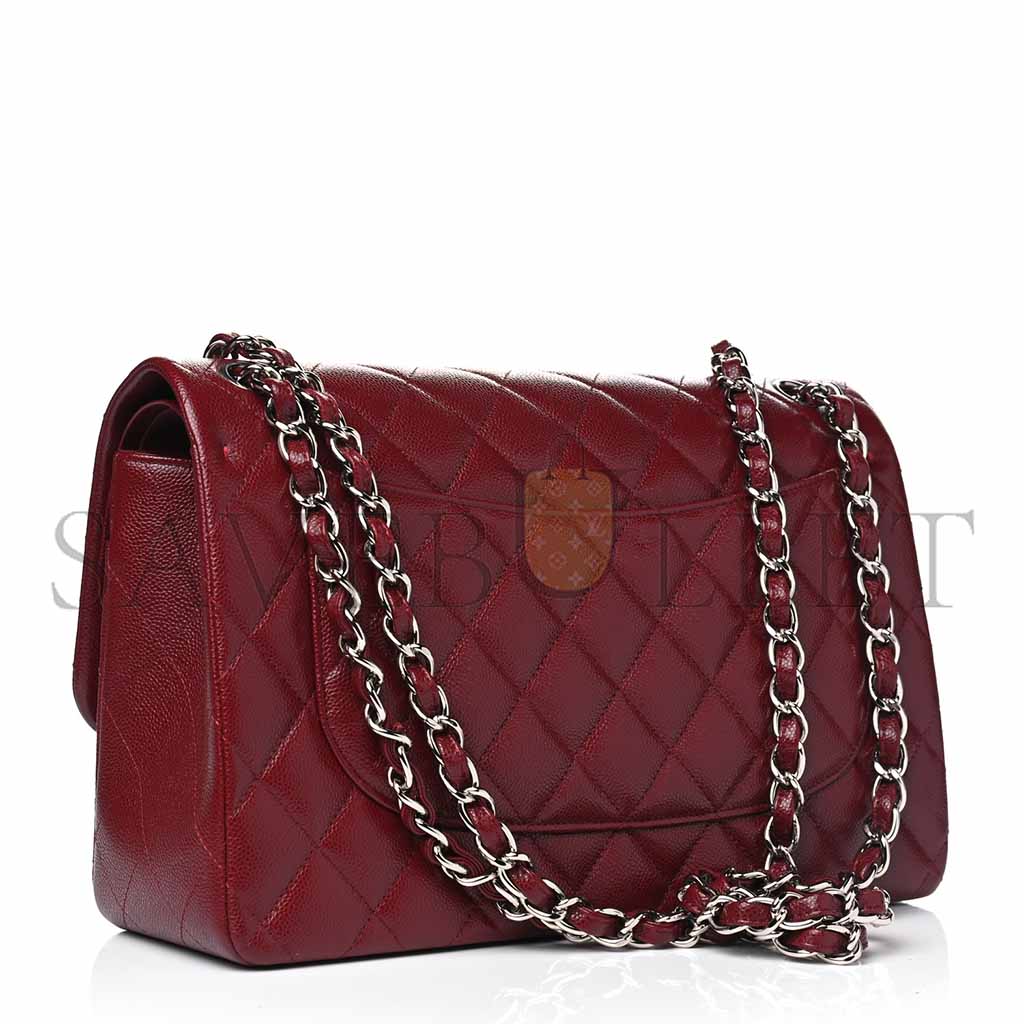 Ch*el medium caviar quilted flap burgundy (25.5*15.5*6.5cm)